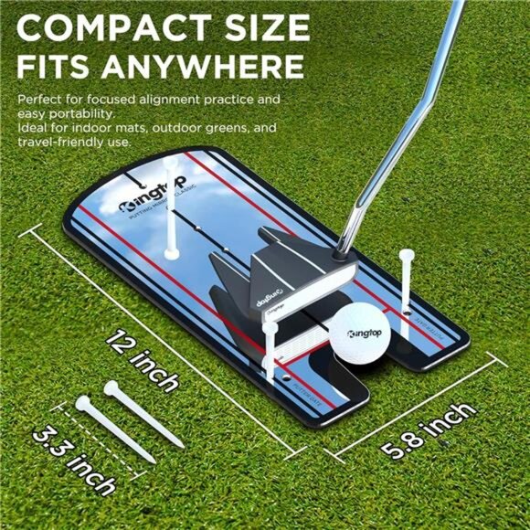 Golf Putting Alignment Mirror with Putting Cup Combo, Portable Swing Training - Picture 2 of 7